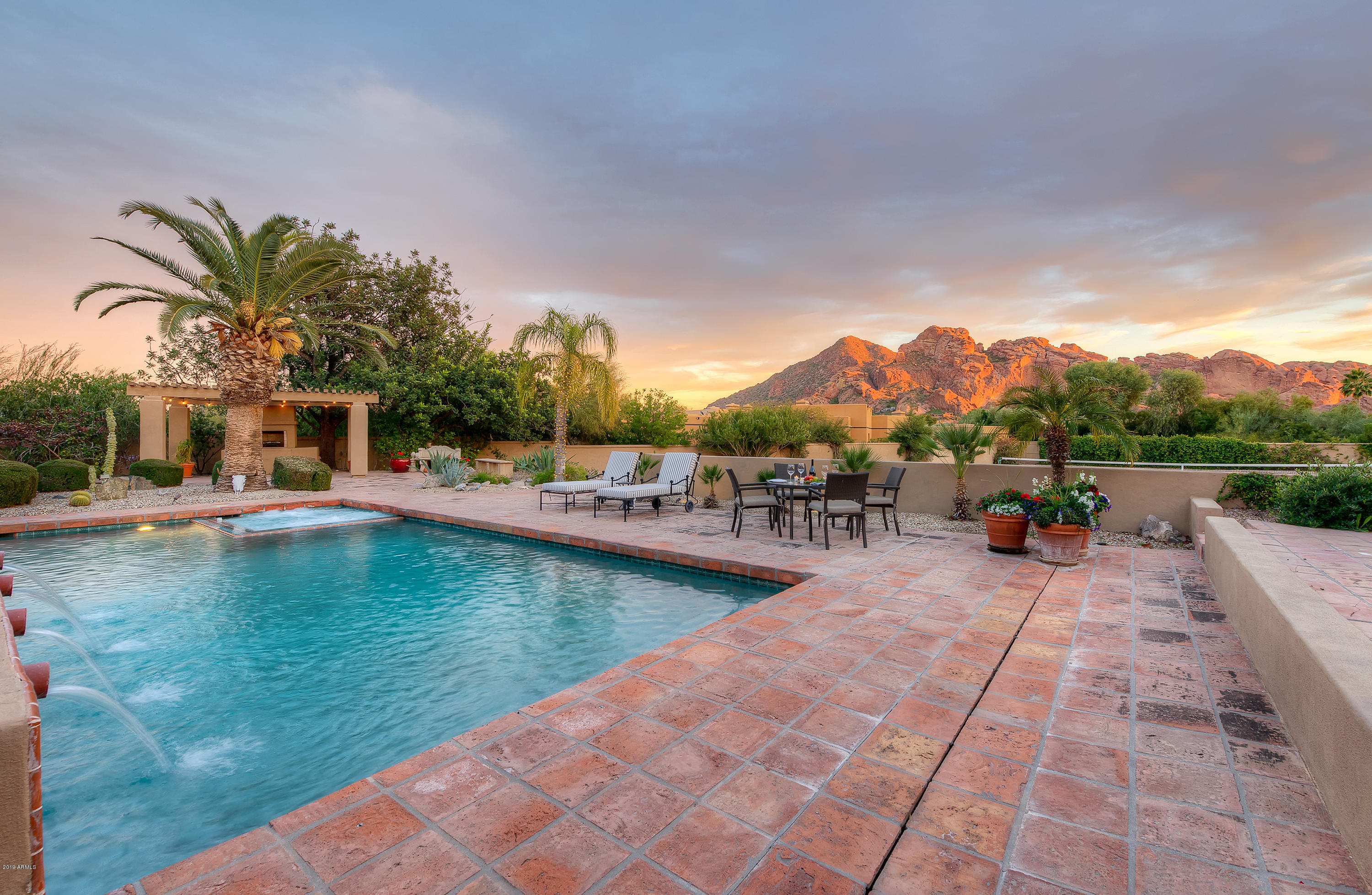 4641 East Pebble Ridge Road Paradise Valley, AZ 85253 - Photo 36 of 41 Poolside at Sunset
