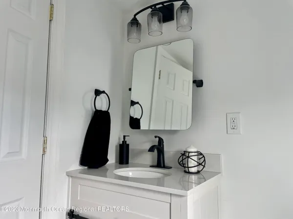 a sink and a mirror
