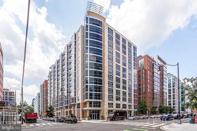 a city view with tall buildings