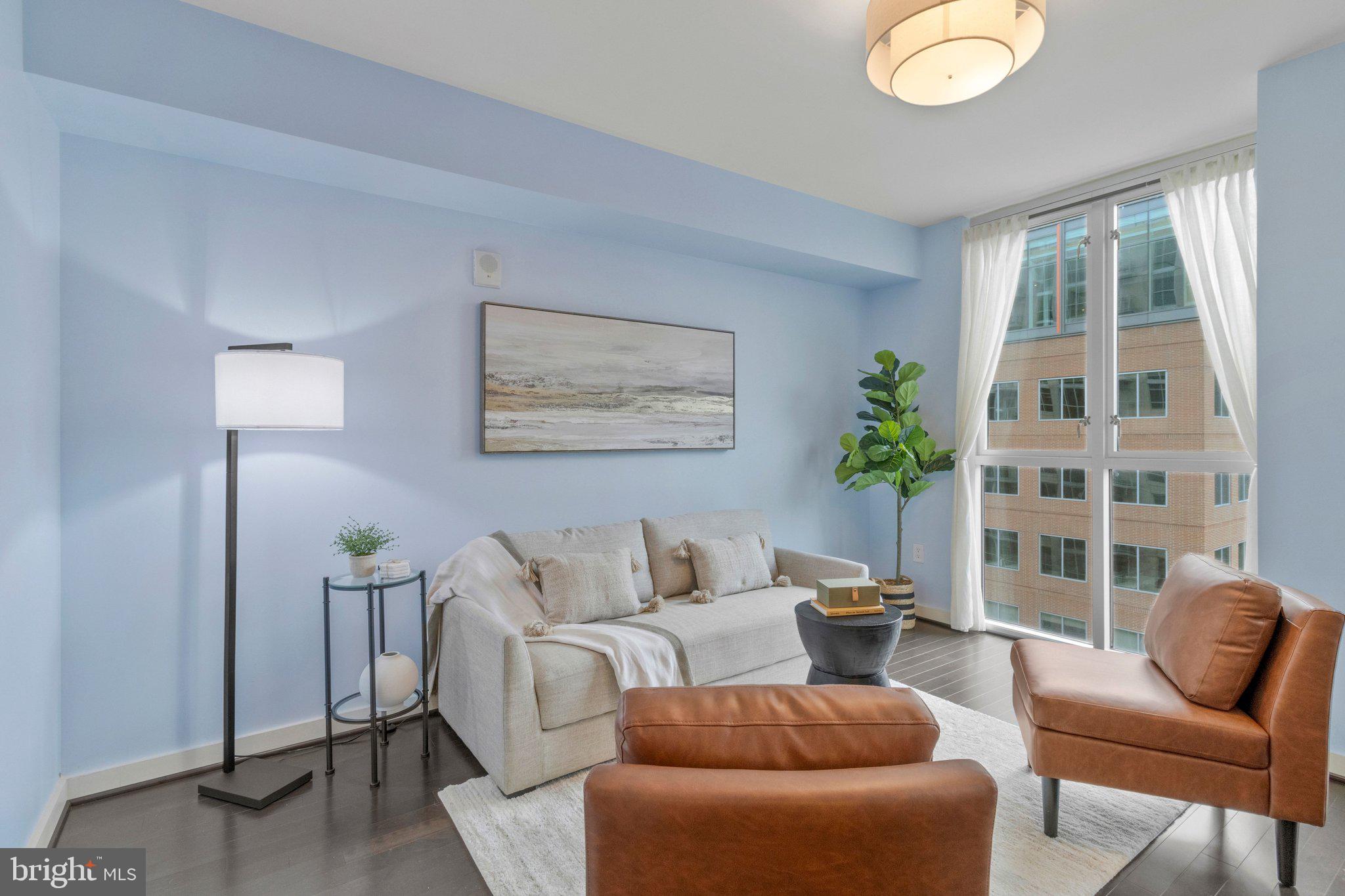 1025 First Street Southeast, Unit 907 Washington, DC 20003 - Photo 4 of 22 a living room with furniture potted plant and a window