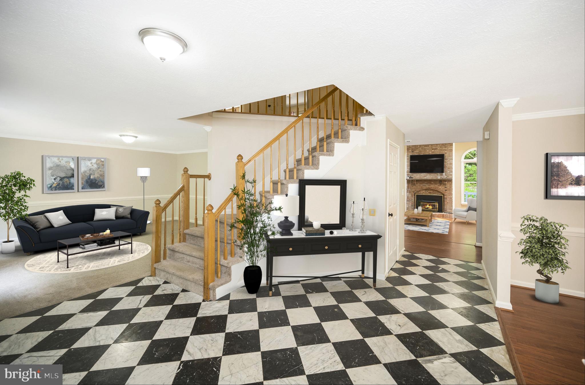 104 Dent Road Stafford, VA 22554 - Photo 5 of 118 a living room with a black white checkered floor with a gaming machine and dining chair