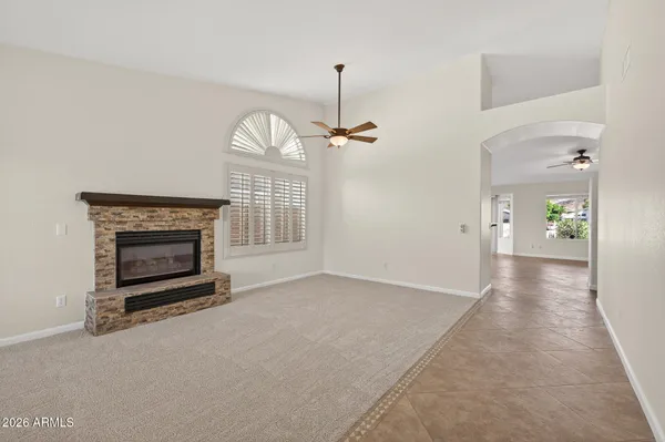 a view of a livingroom with a fireplace