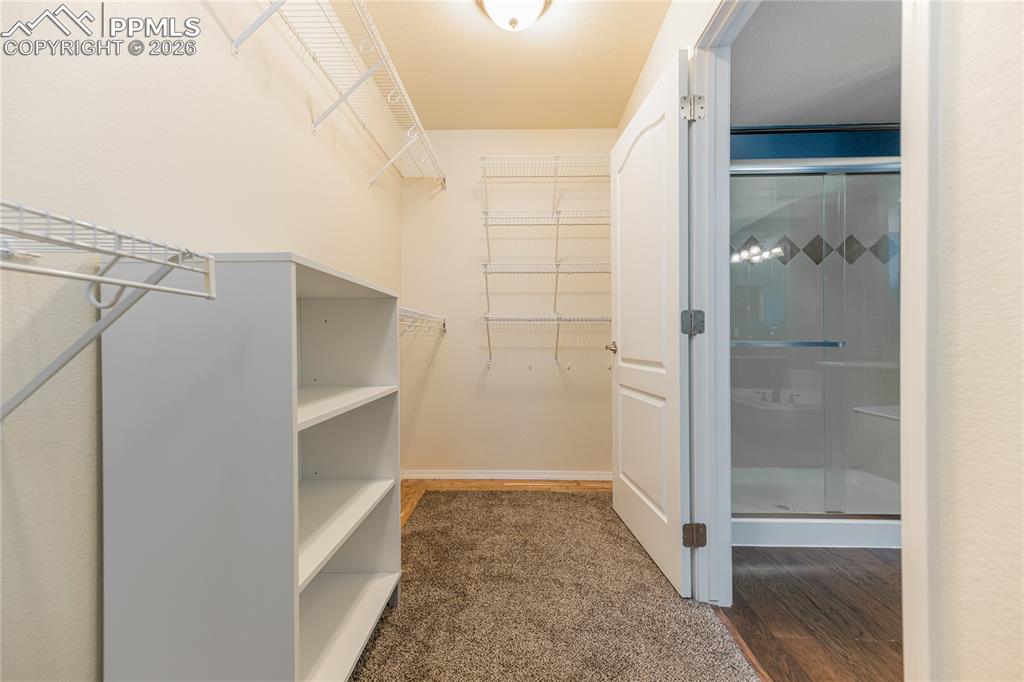 6432 Crystal Mountain Road Colorado Springs, CO 80923 - Photo 19 of 31 a view of walk in closet with empty racks