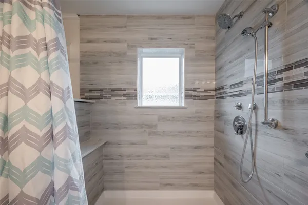a bathroom with a shower
