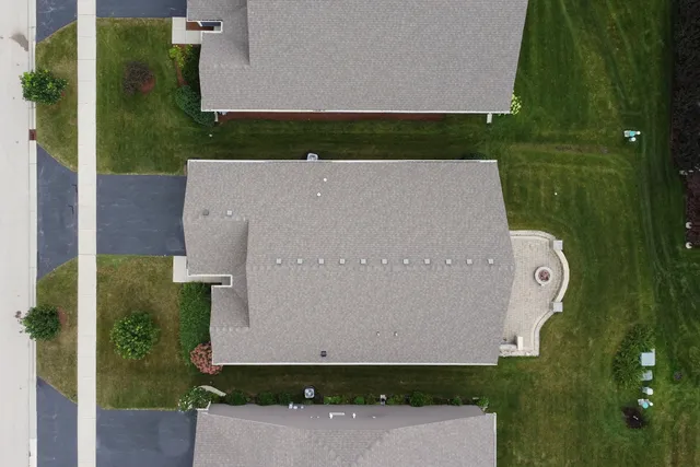 an aerial view of a house