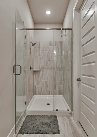 a bathroom with a shower