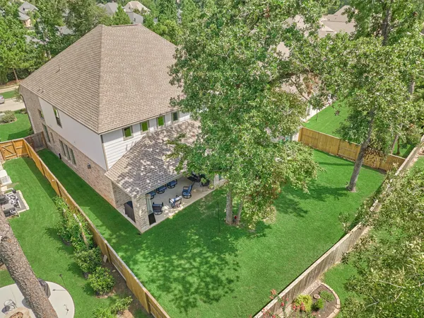 an aerial view of a house