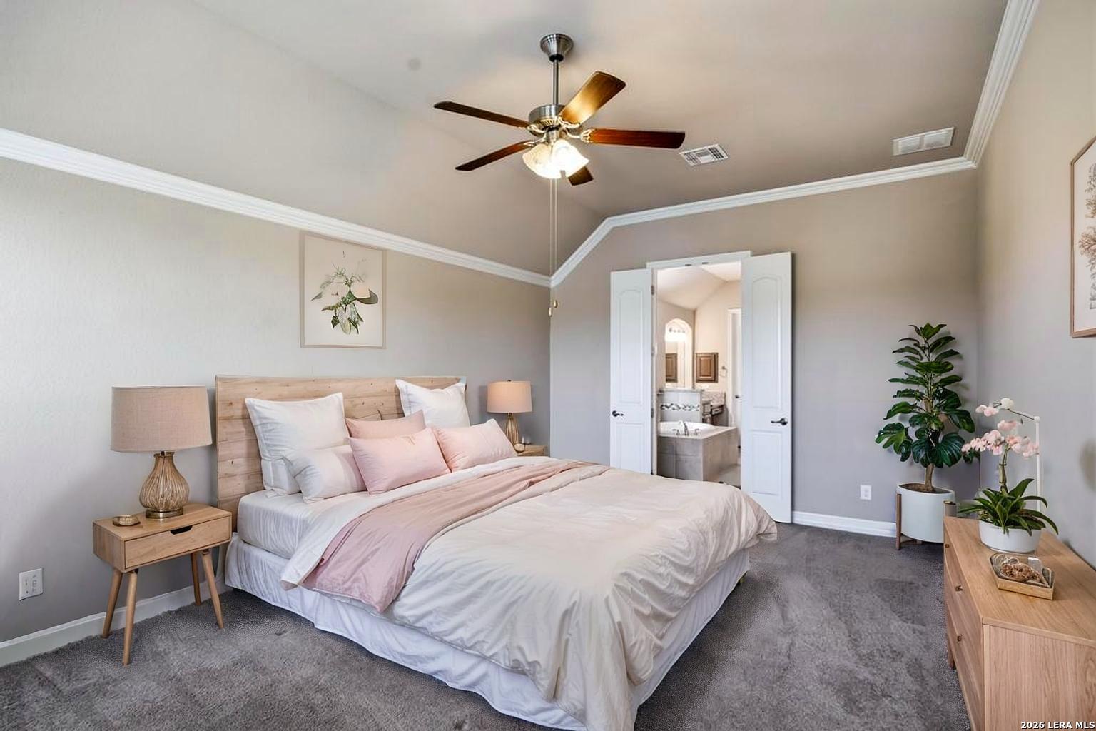 287 Cascade Trail Castroville, TX 78009 - Photo 18 of 46 a bedroom with a bed and a potted plant