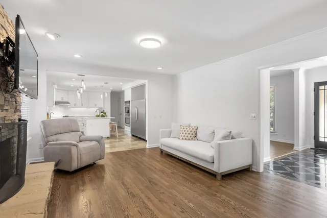 a living room with furniture and a couch