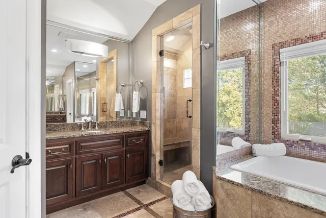 a bathroom with a shower