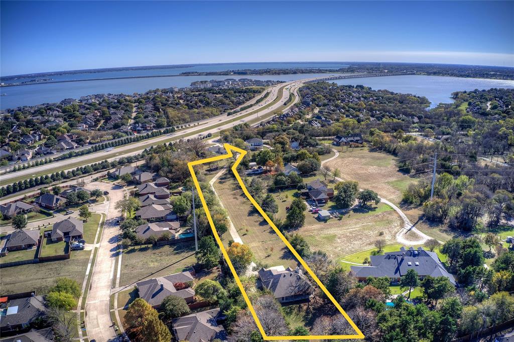2617 Kirby Road Rowlett, TX 75088 - Photo 38 of 39 Aerial view of property boundaries highlighted and a view of Lake Ray Hubbard.