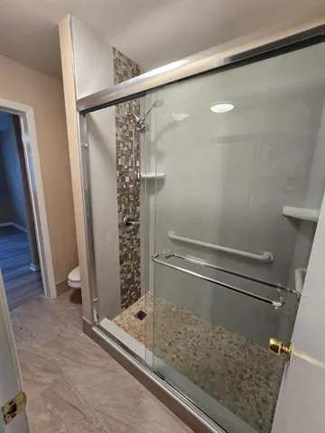 a bathroom with a shower