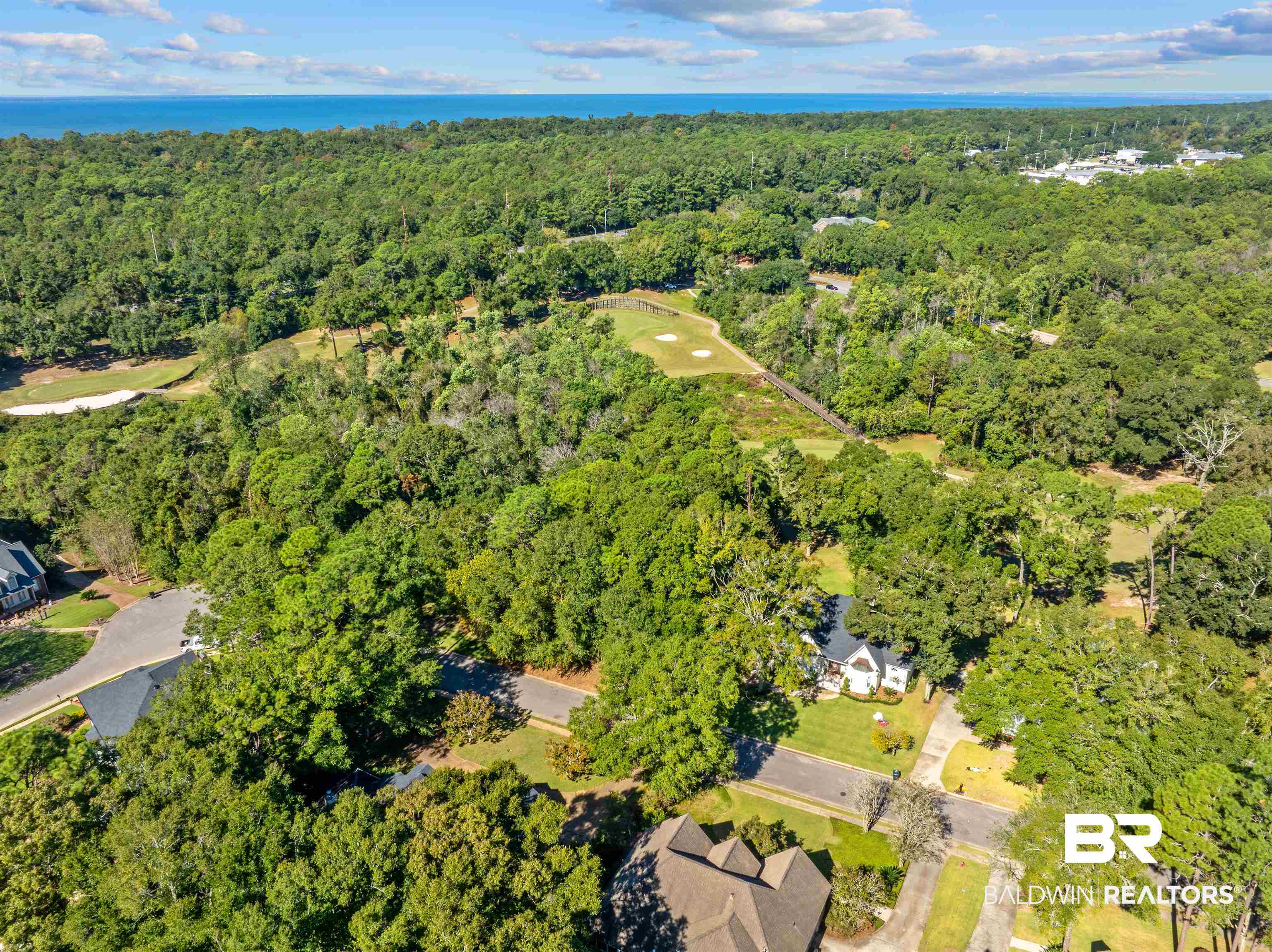 116 McIntosh Bluff Road Fairhope, AL 36532 - Photo 9 of 17 Aerial view of property and surrounding area featuring a heavily wooded area and a large body of water