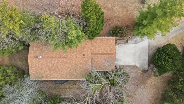 an aerial view of a house