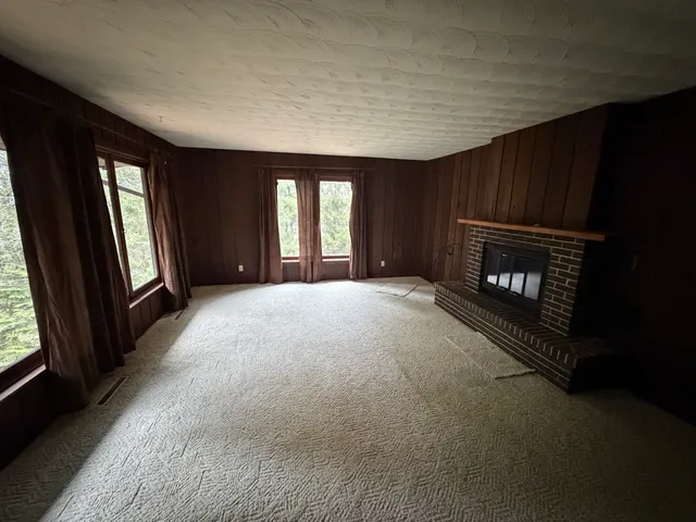 an empty room with windows