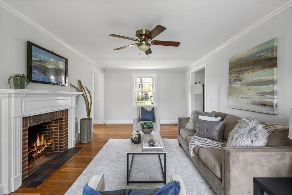 67 Randlett Park Newton, MA 02465 - Photo 3 of 41 a living room with furniture and a fireplace