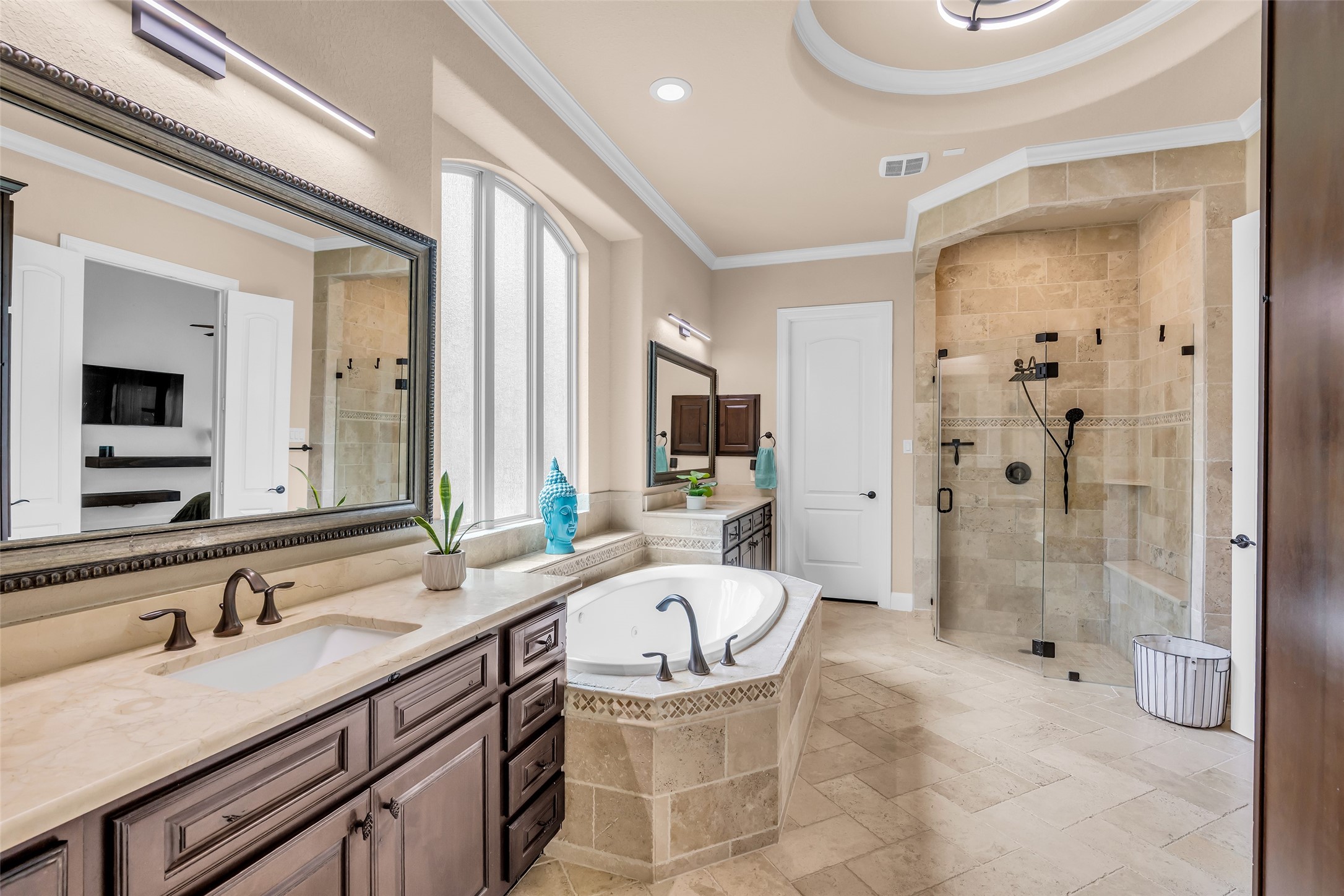 143 West Valera Ridge Place Spring, TX 77389 - Photo 36 of 50 a bathroom with a sink a toilet a mirror and shower