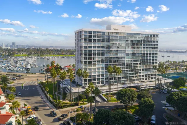 a view of a city with tall buildings