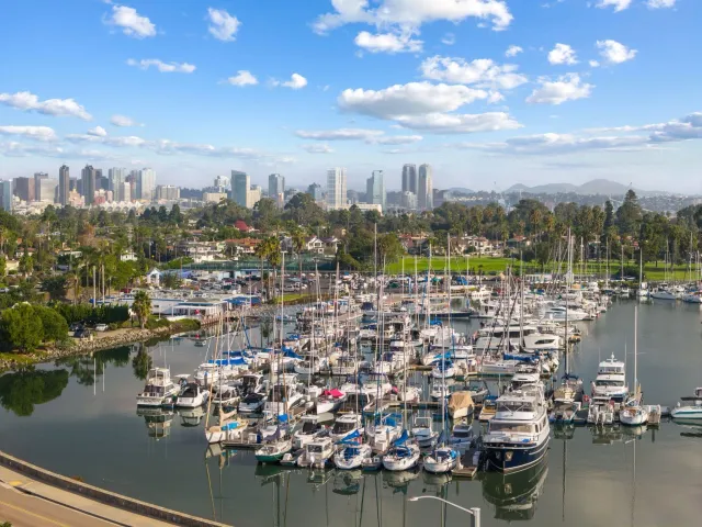a view of a city with tall buildings