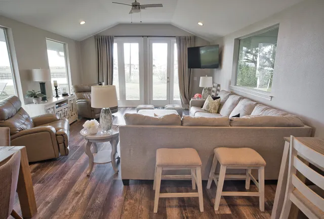 a living room with furniture