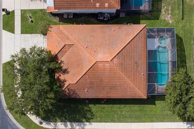 an aerial view of a house