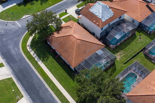 an aerial view of a house