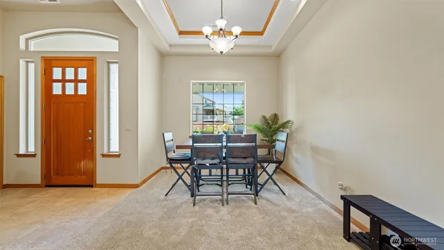 a workspace with furniture and window