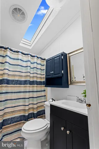 a bathroom with a sink a toilet and mirror