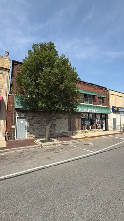a view of a building with a street