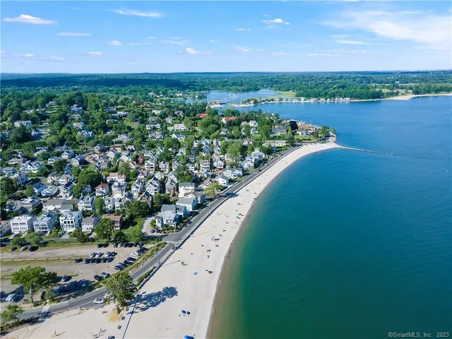 a view of a city and ocean view