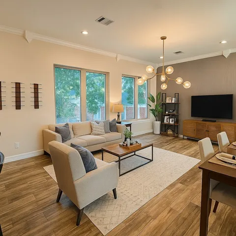 a living room with furniture and a flat screen tv