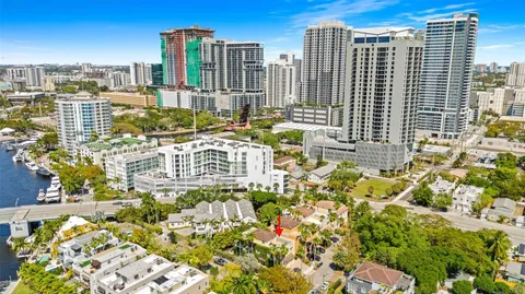 a view of a city with tall buildings