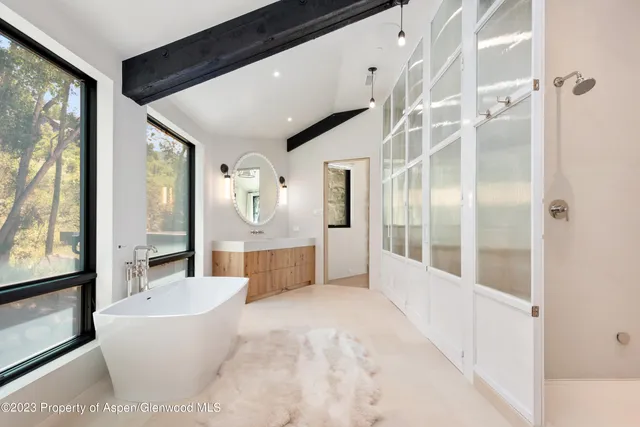 a bathroom with a shower