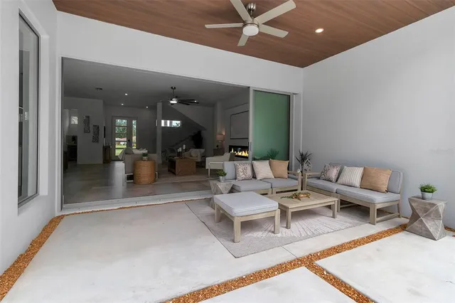 an aerial view of a house