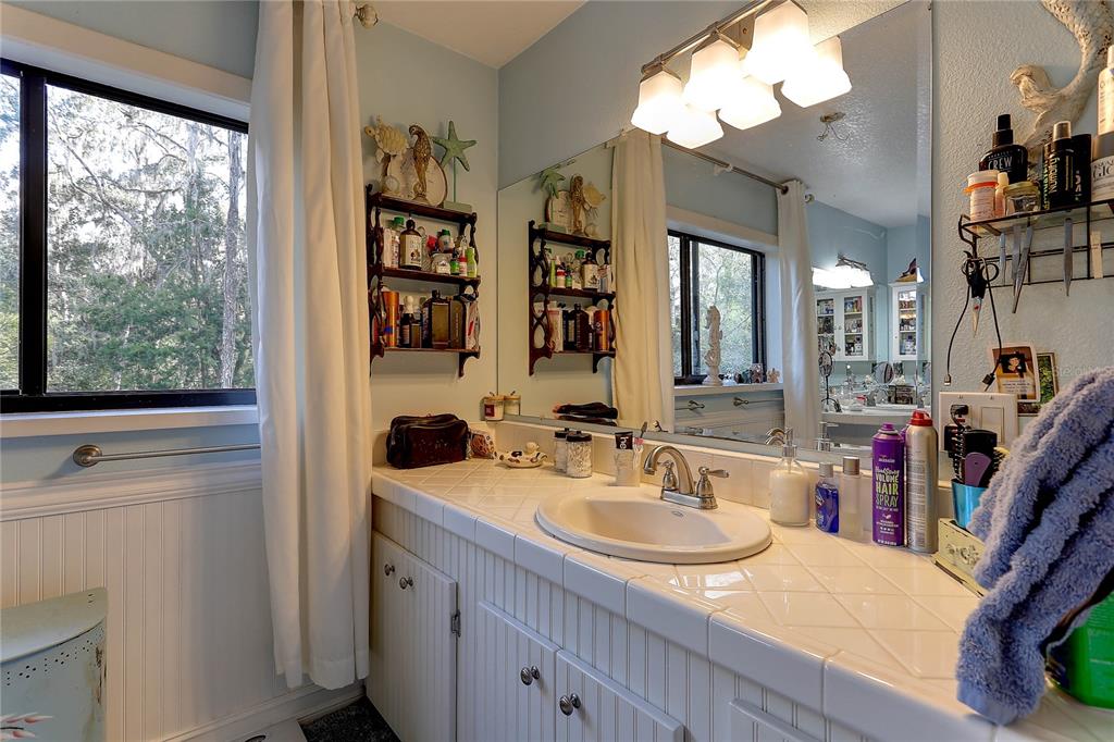20490 Pinewood Dairy Road Brooksville, FL 34601 - Photo 39 of 52 a bathroom with a sink a large mirror and a window