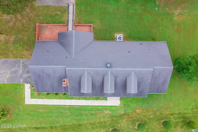 an aerial view of a house