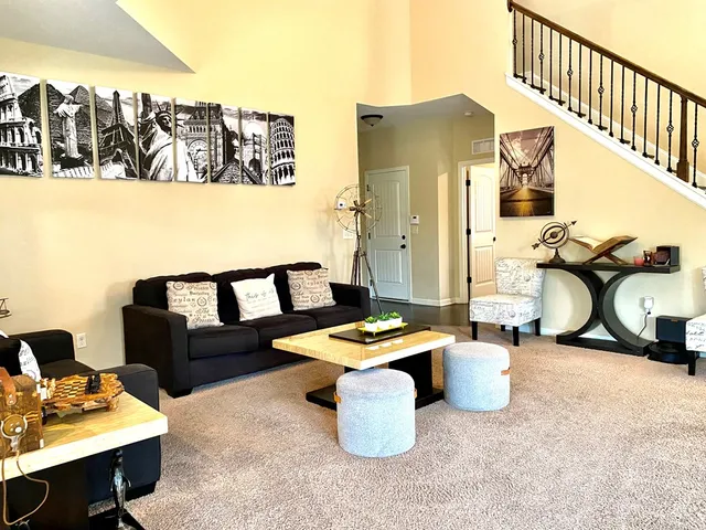 a living room with furniture