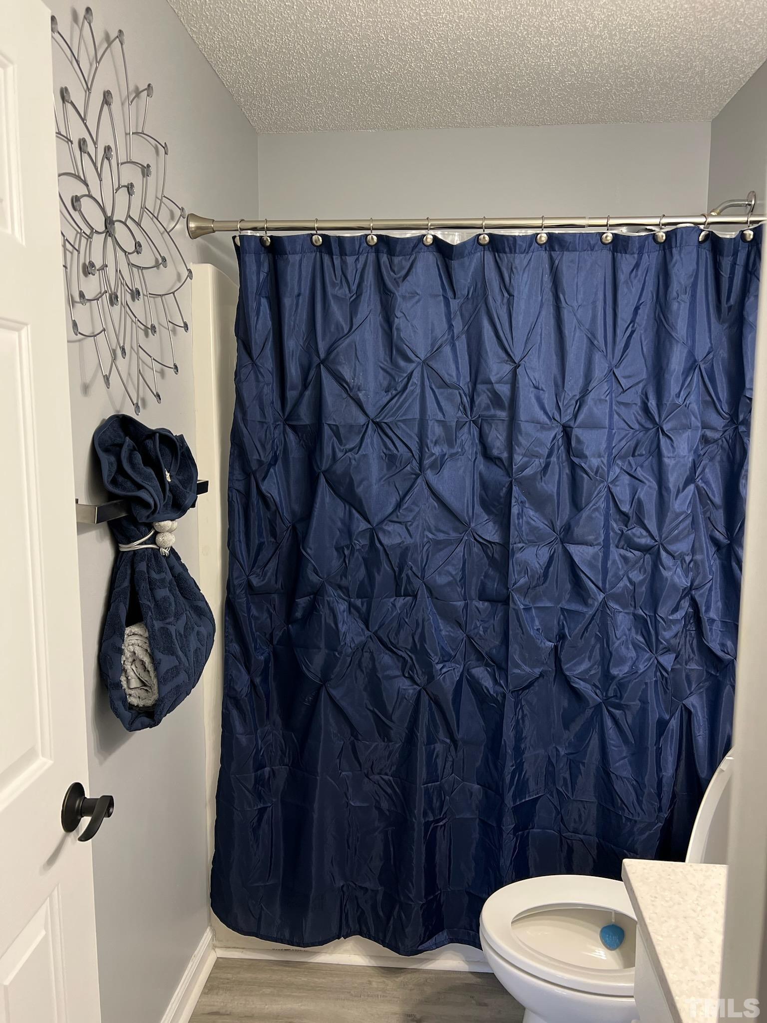 3316 Marshlane Way Raleigh, NC 27610 - Photo 5 of 7 a bathroom with a toilet and a shower curtain