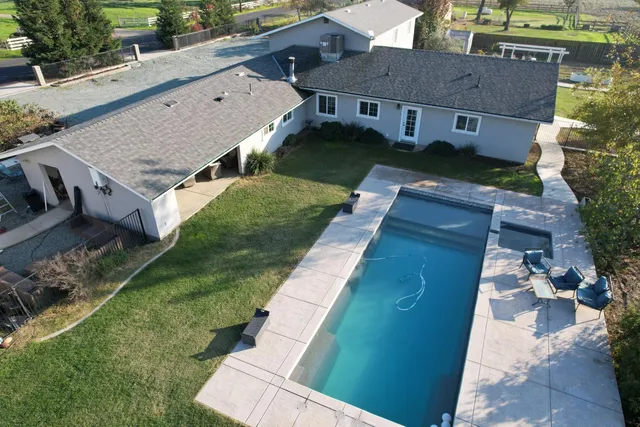an aerial view of a house