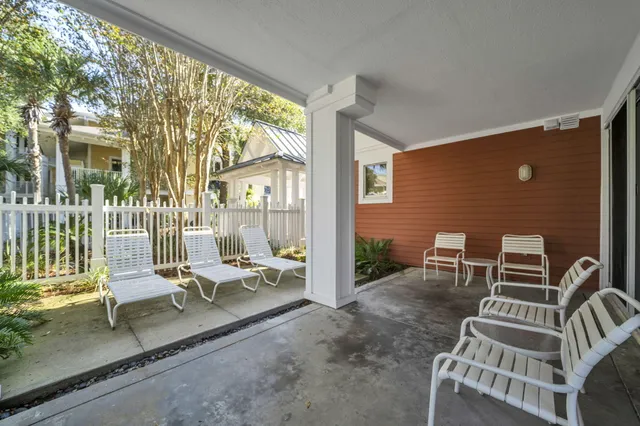 a outdoor living space with furniture