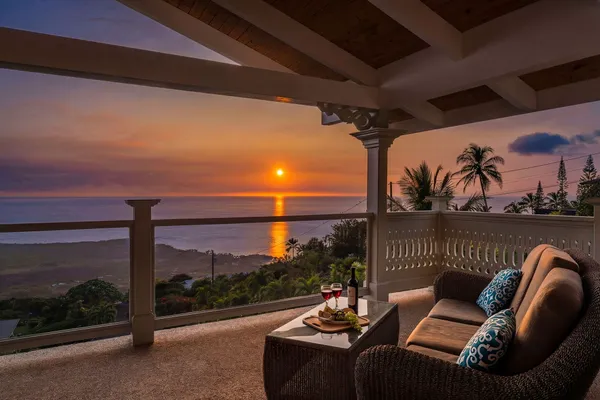 a balcony with furniture
