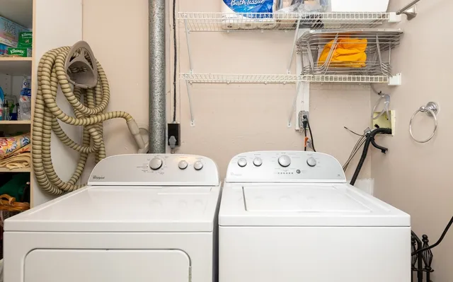 a work place with table and chairs