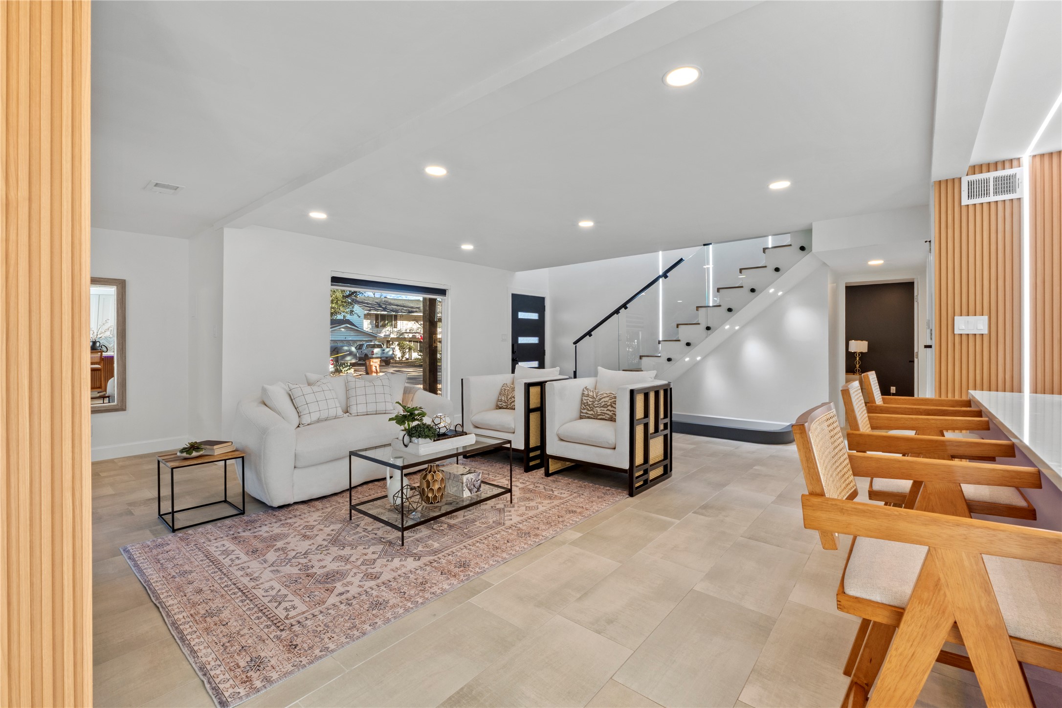 6604 Lexington Road Austin, TX 78757 - Photo 32 of 33 Open Floor plan living room with electric fireplace.