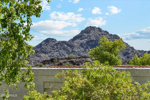 a view of a garden with a lake view