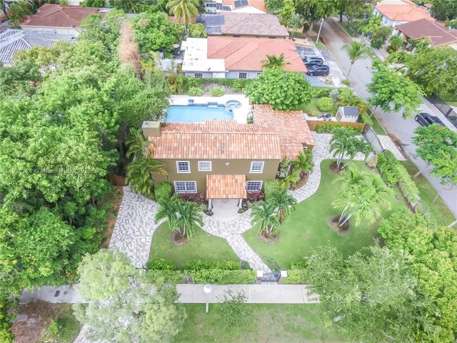 an aerial view of a house