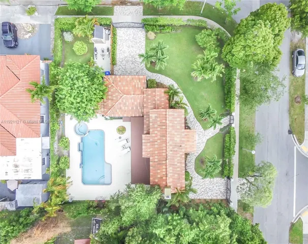 an aerial view of a house