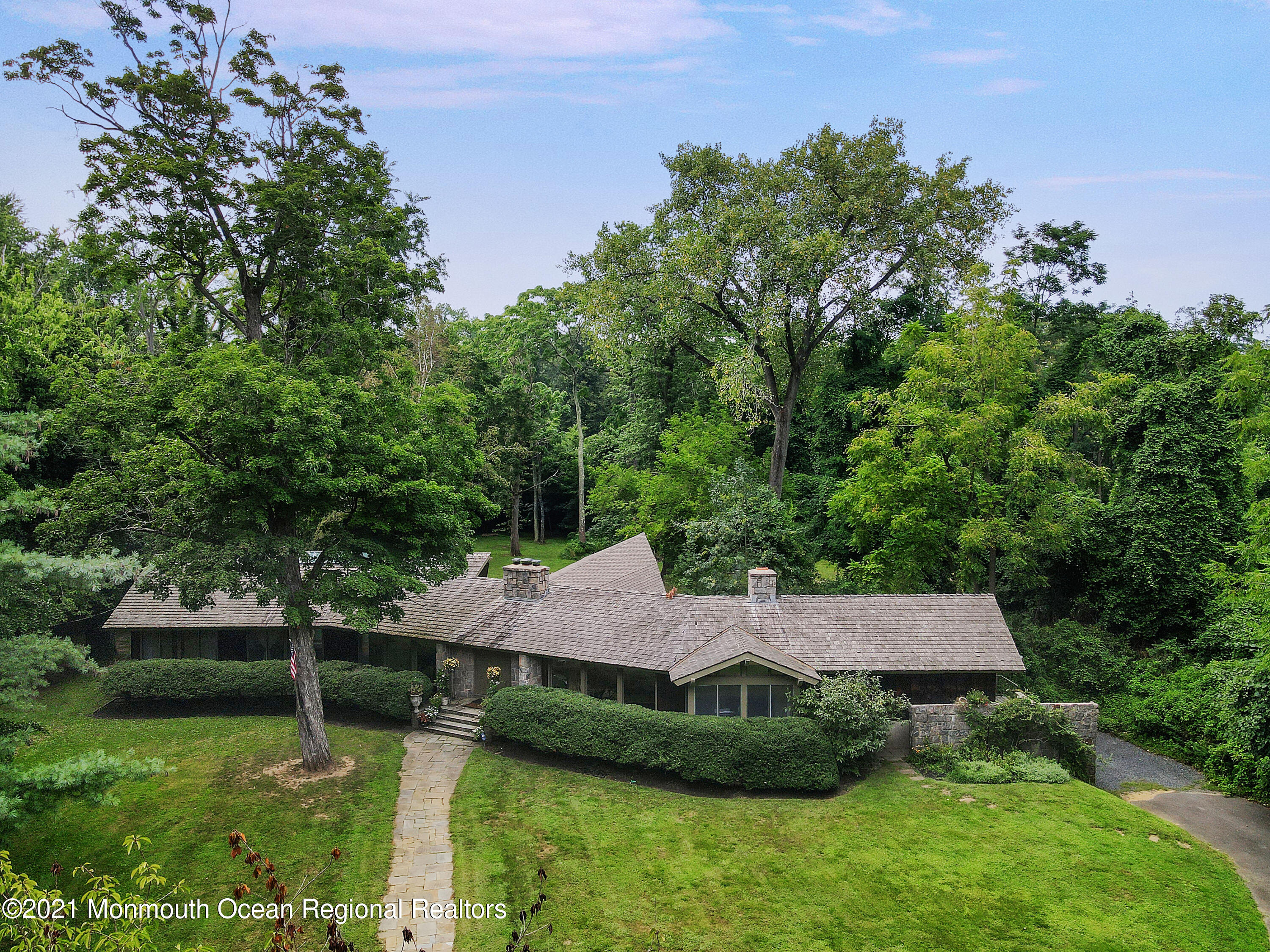 an aerial view of a house