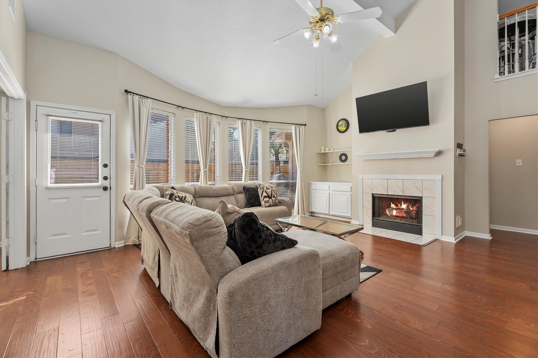 3315 La Seine Lane Spring, TX 77388 - Photo 14 of 31 a living room with furniture fireplace and flat screen tv