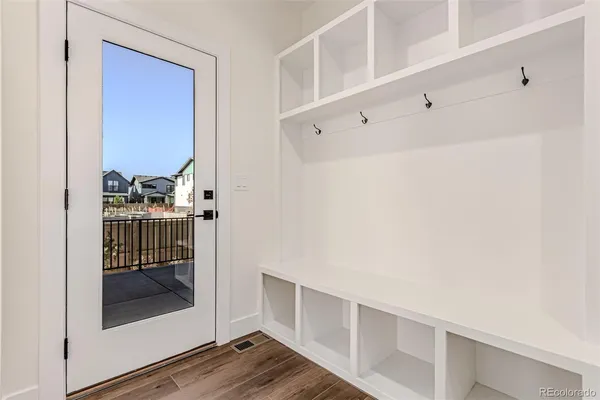 an empty room with windows