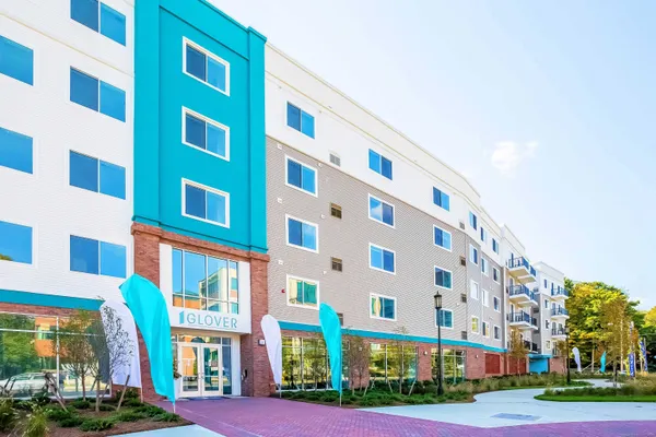 a front view of a building